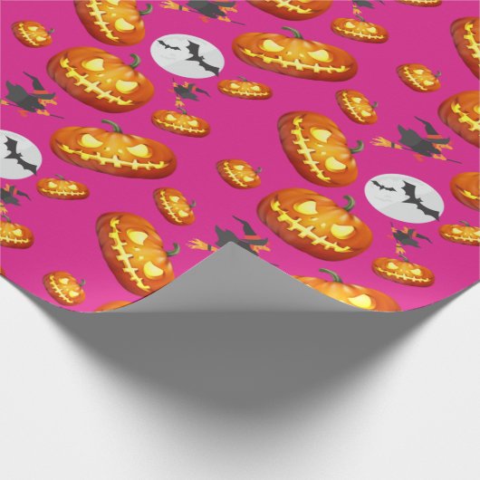 Pink Halloween Magic Pattern Geschenkpapier (Ecke)