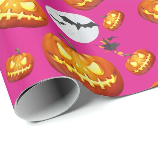 Pink Halloween Magic Pattern Geschenkpapier (Rolleneckpunkt)