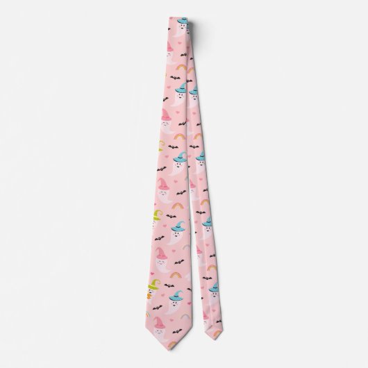 Pink Halloween Necktie Fun Halloween Krawatte (Vorderseite)