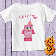 Pink Halloween Owl Baby T - Shirt