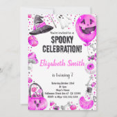 Pink Halloween Party Einladung für Mädchen (Vorderseite)