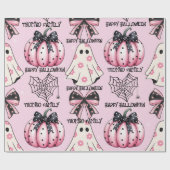 Pink Halloween Pattern Coquette Pumpkin Custom Geschenkpapier (Flach)