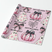 Pink Halloween Pattern Coquette Pumpkin Custom Geschenkpapier (Ungerollt)