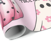 Pink Halloween Pattern Coquette Pumpkin Custom Geschenkpapier (Rolleneckpunkt)