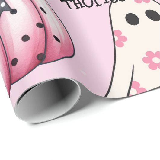 Pink Halloween Pattern Coquette Pumpkin Custom Geschenkpapier (Rolleneckpunkt)