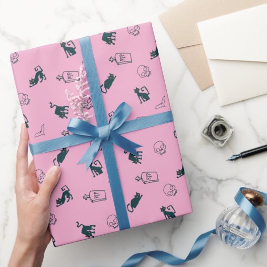 Pink Halloween Pattern Geschenkwrap 💀 Geschenkpapier (Schenken)