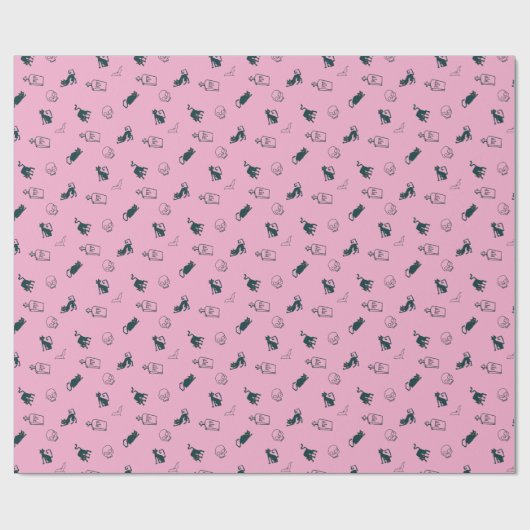 Pink Halloween Pattern Geschenkwrap 💀 Geschenkpapier (Flach)