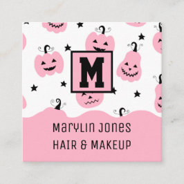 PINK HALLOWEEN PUMPKIN QUADRATISCHE VISITENKARTE