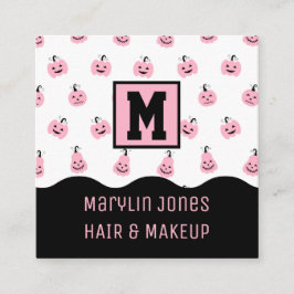 PINK HALLOWEEN PUMPKIN QUADRATISCHE VISITENKARTE