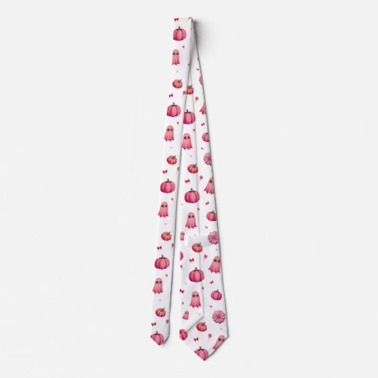 Pink Halloween Pumpkins Krawatte (Rückseite)