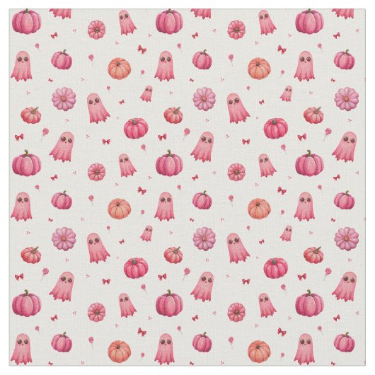 Pink Halloween Pumpkins Stoff (Nahaufnahme)