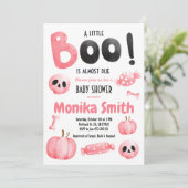 Pink Halloween Spooky Baby Dusche Einladung (Stehend Vorderseite)