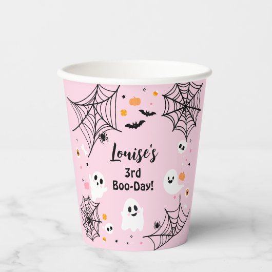 Pink Halloween Spooky Ghost Pappbecher (Vorderseite)