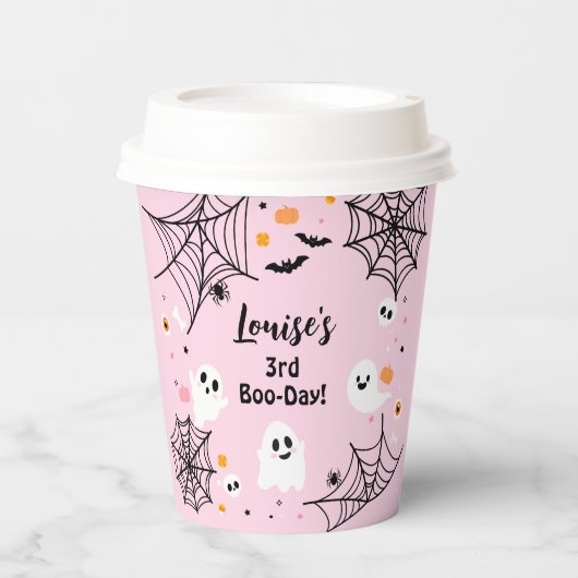 Pink Halloween Spooky Ghost Pappbecher (Vorderseite)