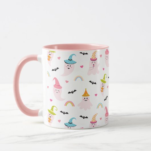 Pink Halloween Spooky Niedlich Ghost Coffee Tasse (Links)