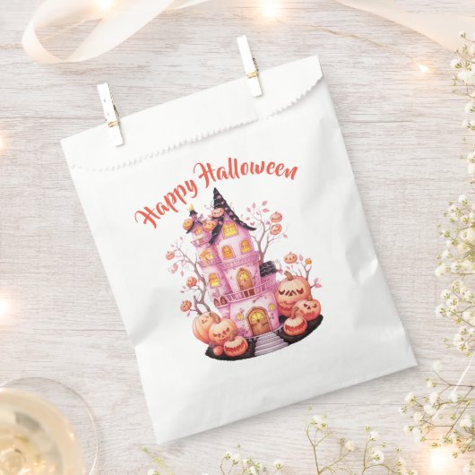 Pink Halloween Spuk Castle Gefälligetasche Geschenktütchen (Ausgeschnitten)