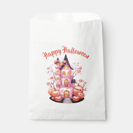 Pink Halloween Spuk Castle Gefälligetasche Geschenktütchen (Vorderseite)