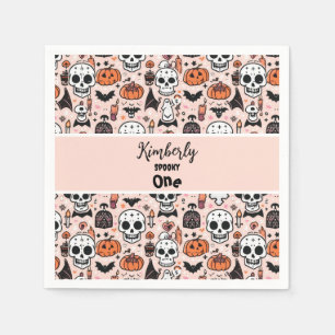 Pink Halloween Süßes oder Saures Benutzerdefiniert Serviette
