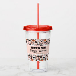 Pink Halloween Trick oder Behandeln von benutzerde Acryltrinkbecher