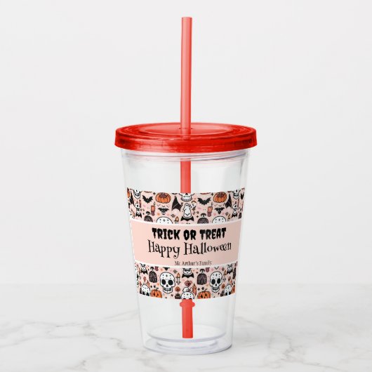 Pink Halloween Trick oder Behandeln von benutzerde Acryltrinkbecher (Vorderseite)