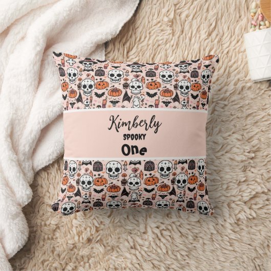 Pink Halloween Trick oder Behandeln von benutzerde Kissen (Decke)