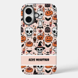 Pink Halloween Trick oder Treat Individuelle Name iPhone 16 Hülle