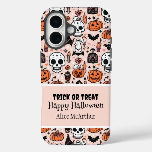 Pink Halloween Trick oder Treat Individuelle Name Case-Mate iPhone Hülle (Rückseite)