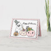 Pink Halloween Whimsical Pumpkins und Boo Karte (Vorderseite)