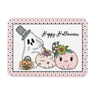 Pink Halloween Whimsical Pumpkins und Boo Magnet