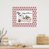 Pink Halloween Whimsical Pumpkins und Boo Poster (Küche)