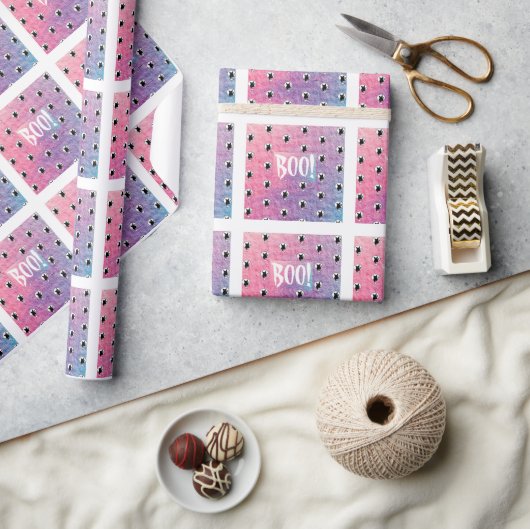 Pink Halloween Wrapping Paper von Poet Adiela Akoo Geschenkpapier (Kunsthandwerk)