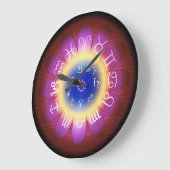 Pink Halo Zodiac Astrologie Symbole Wall Clock Große Wanduhr (Winkel)