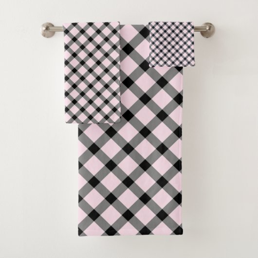 PINK HAMPTONS KARO BADEZIMMER TOWEL SET (Insitu)