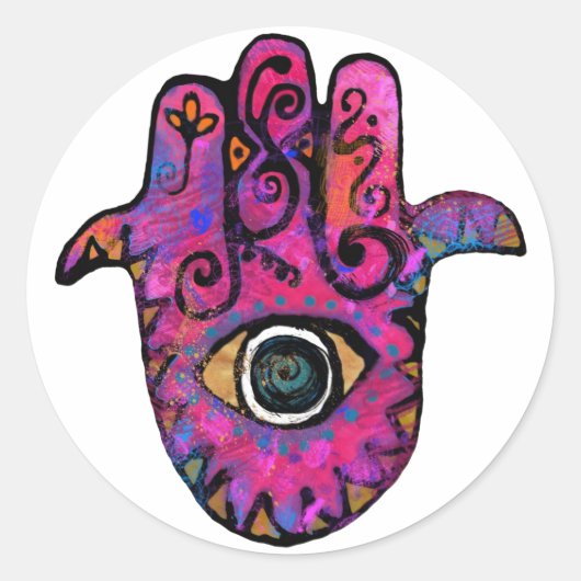 **PINK HAMSA** RUNDER AUFKLEBER (Vorderseite)