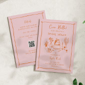 Pink Hand Draodle Food Brautparty Einladung