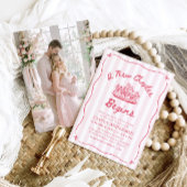 Pink Hand Drawn A New Chapter Begins Baby Shower Einladung