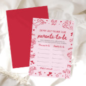 Pink Hand Drawn Baby Shower How Old Were They Einladung