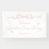 Pink Hand Drawn Bow Baby Dusche Empfang Banner (Horizontal)