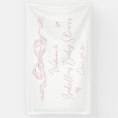 Pink Hand Drawn Bow Baby Dusche Empfang Banner (Vertikal)