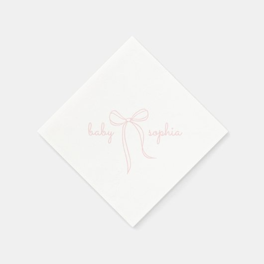 Pink Hand Drawn Bow Girl Babydusche Serviette (Ecke)