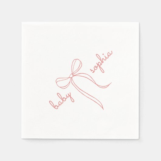 Pink Hand Drawn Bow Girl Babydusche Serviette (Vorderseite)