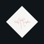 Pink Hand Drawn Bow Girl Babydusche Serviette<br><div class="desc">Handgezeichneter Bow Custom Personalisiert Baby Shower Napkins,  elegante Bows Serviettes,  einfacher Cocktail,  Luncheon Party individuell anpassbar Elegant Napkin</div>