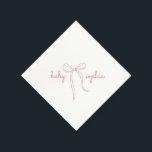Pink Hand Drawn Bow Girl Babydusche Serviette<br><div class="desc">Handgezeichneter Bow Custom Personalisiert Baby Shower Napkins,  elegante Bows Serviettes,  einfacher Cocktail,  Luncheon Party individuell anpassbar Elegant Napkin</div>