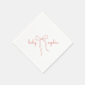 Pink Hand Drawn Bow Girl Babydusche Serviette (Ecke)