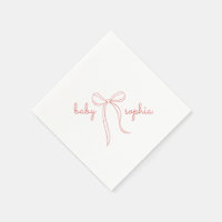 Pink Hand Drawn Bow Girl Babydusche