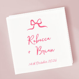Pink Hand Drawn Bow Ribbon Sketch Hochzeit Serviette