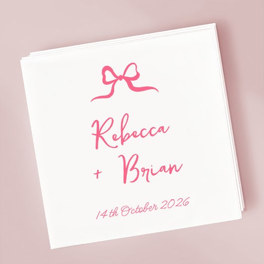Pink Hand Drawn Bow Ribbon Sketch Hochzeit Serviette