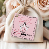 Pink Hand Drawn BOWling Bows Girl Birthday Party Geschenkanhänger