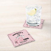 Pink Hand Drawn BOWling Bows Girl Birthday Party Rechteckiger Pappuntersetzer (Vor Ort)