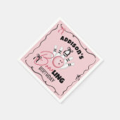 Pink Hand Drawn BOWling Bows Girl Birthday Party Serviette (Ecke)